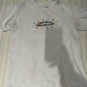 CALL ME IF YOU GET LOST WHITE TEE, BEEN WORN, SIZE SMALL, TINY STAIN IN FRONT